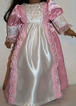 Doll dress, pink and white gown